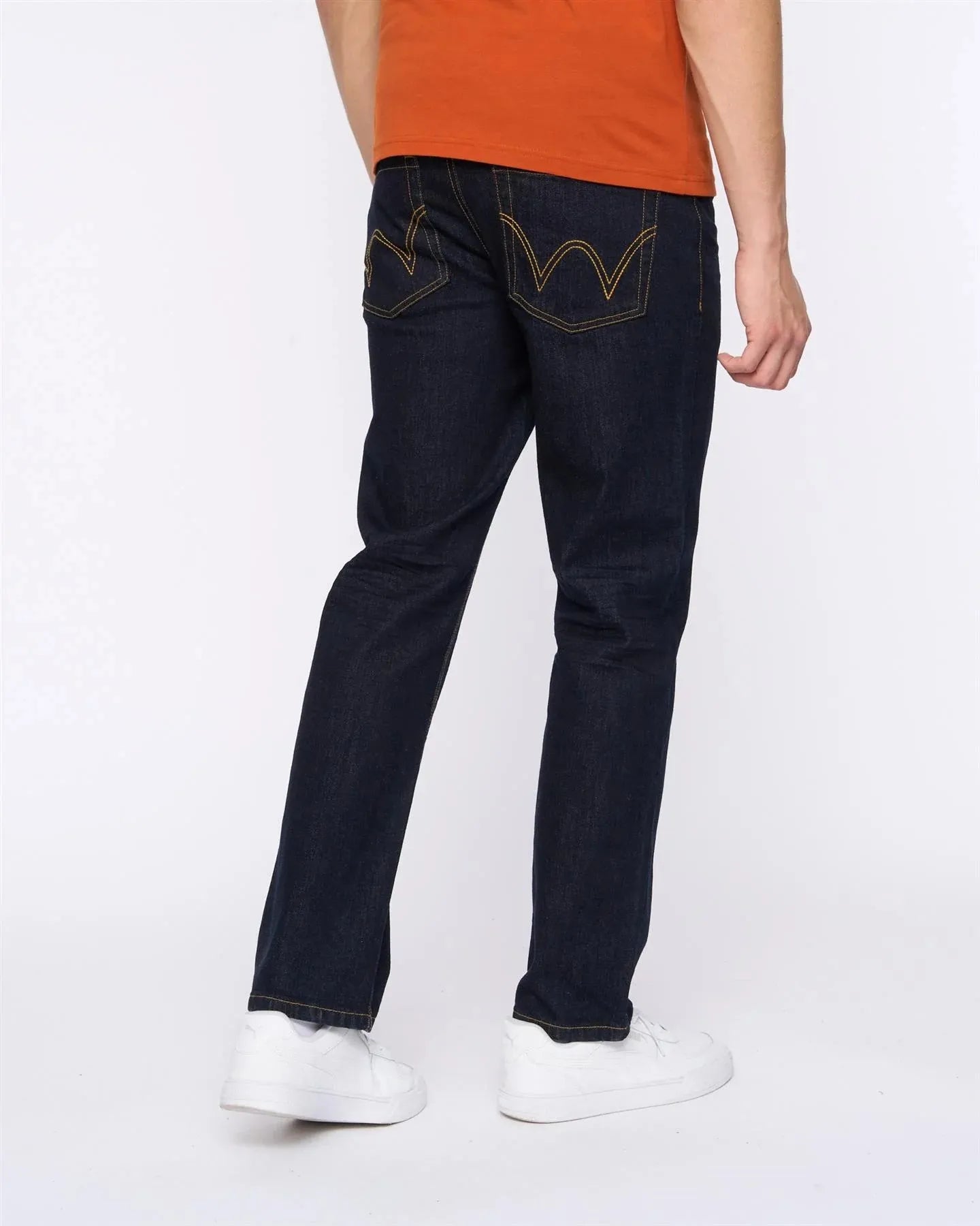 Men's dark blue straight fit jeans