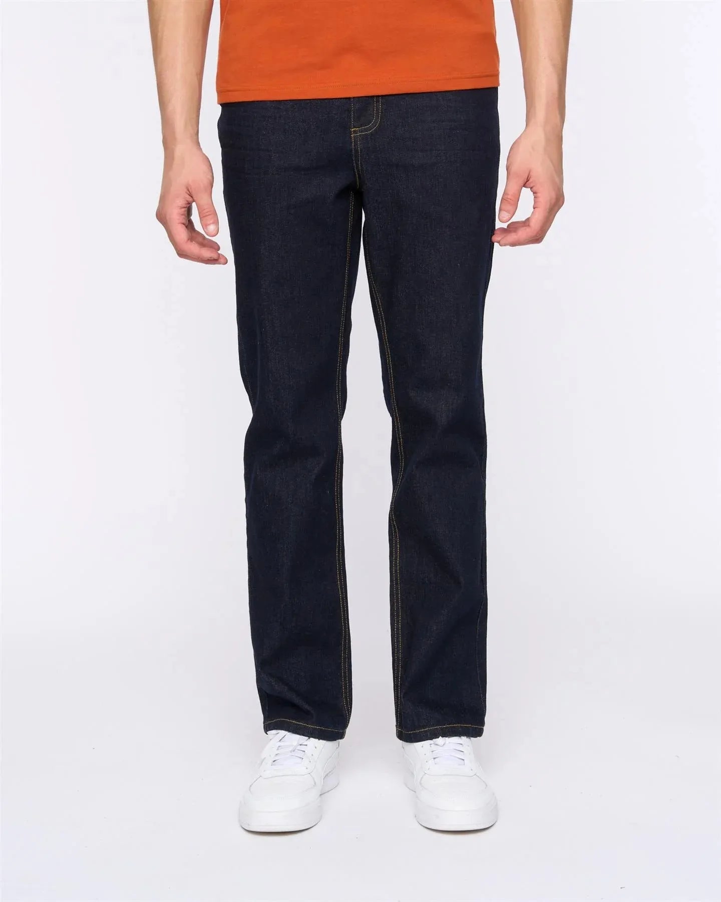 Men's dark blue straight fit jeans