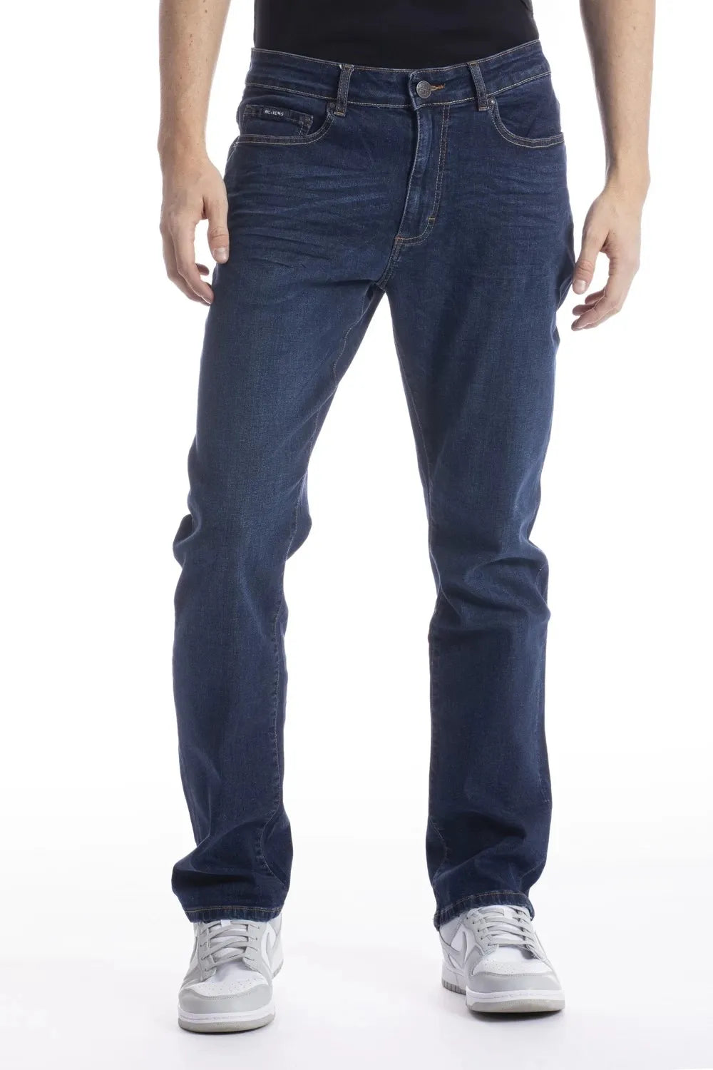 Men's whiskered stone washed denim