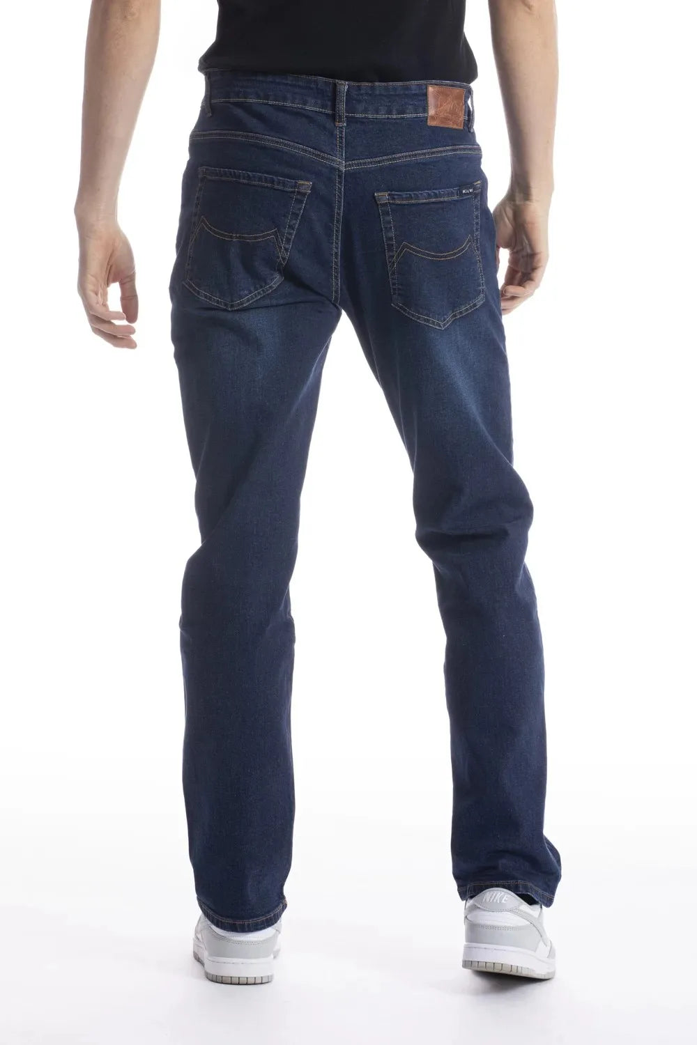 Men's whiskered stone washed denim