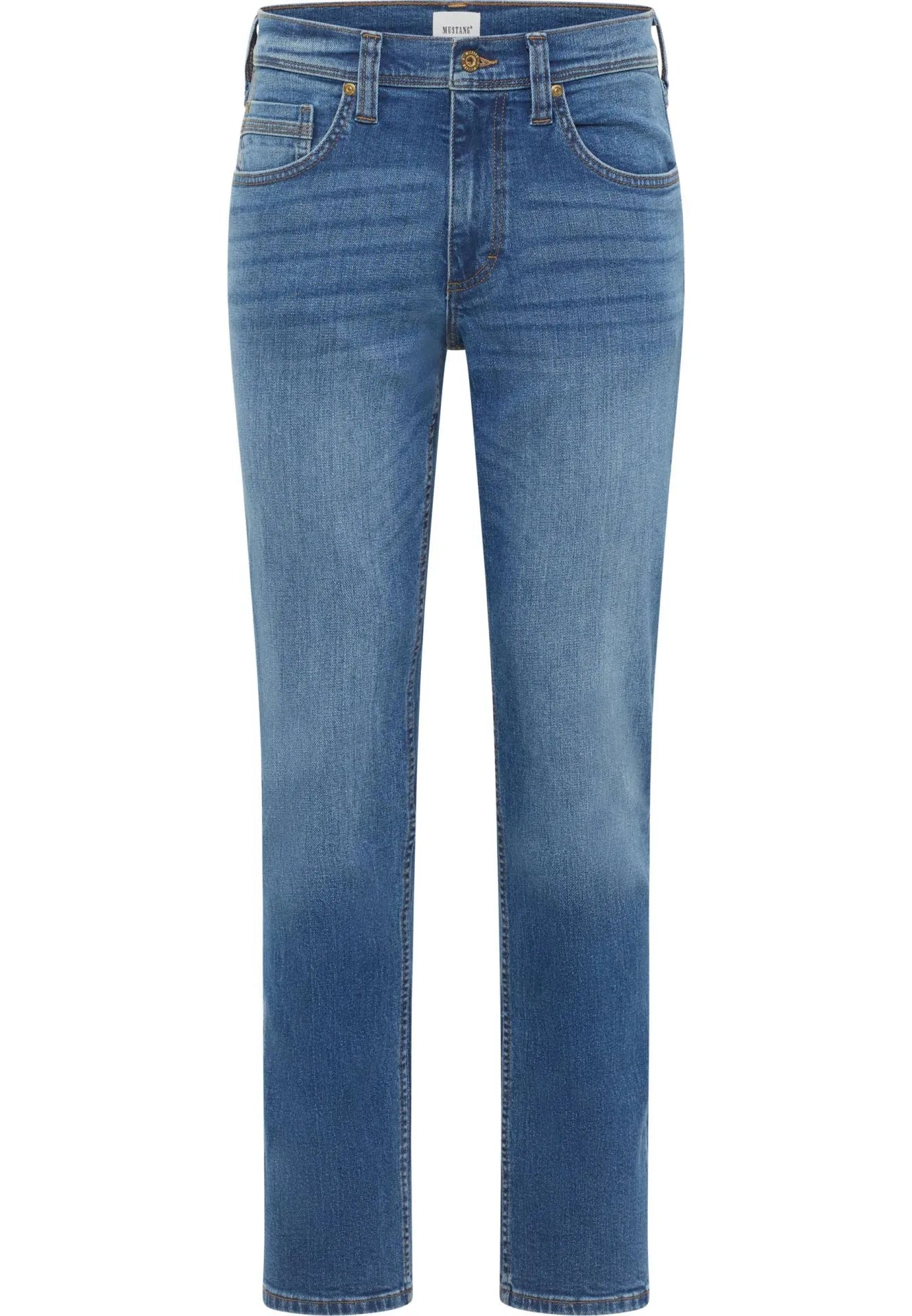 Men's mid blue faded straight fit jeans