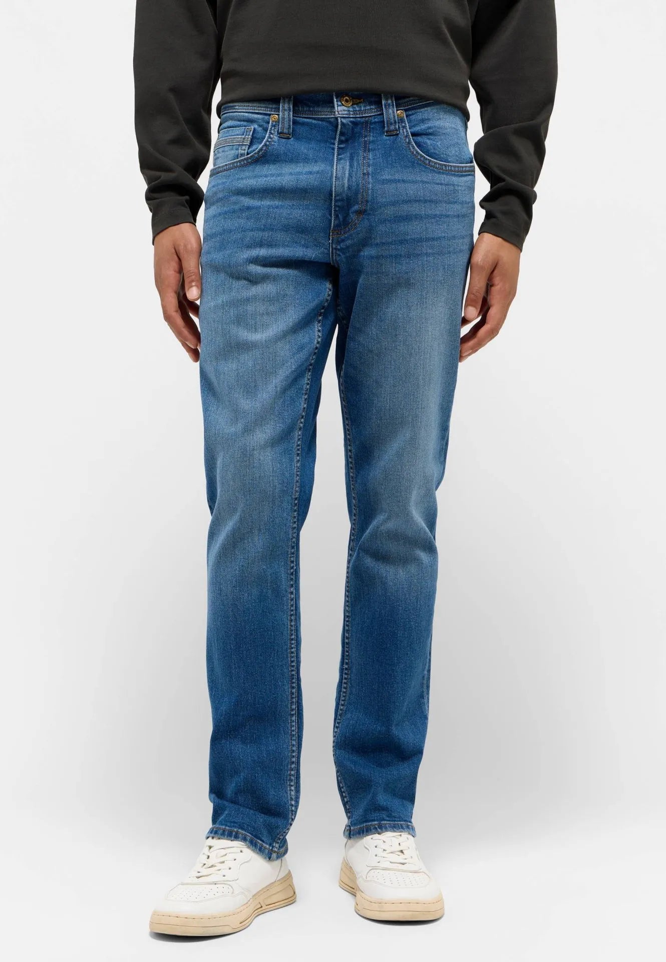 Men's mid blue faded straight fit jeans