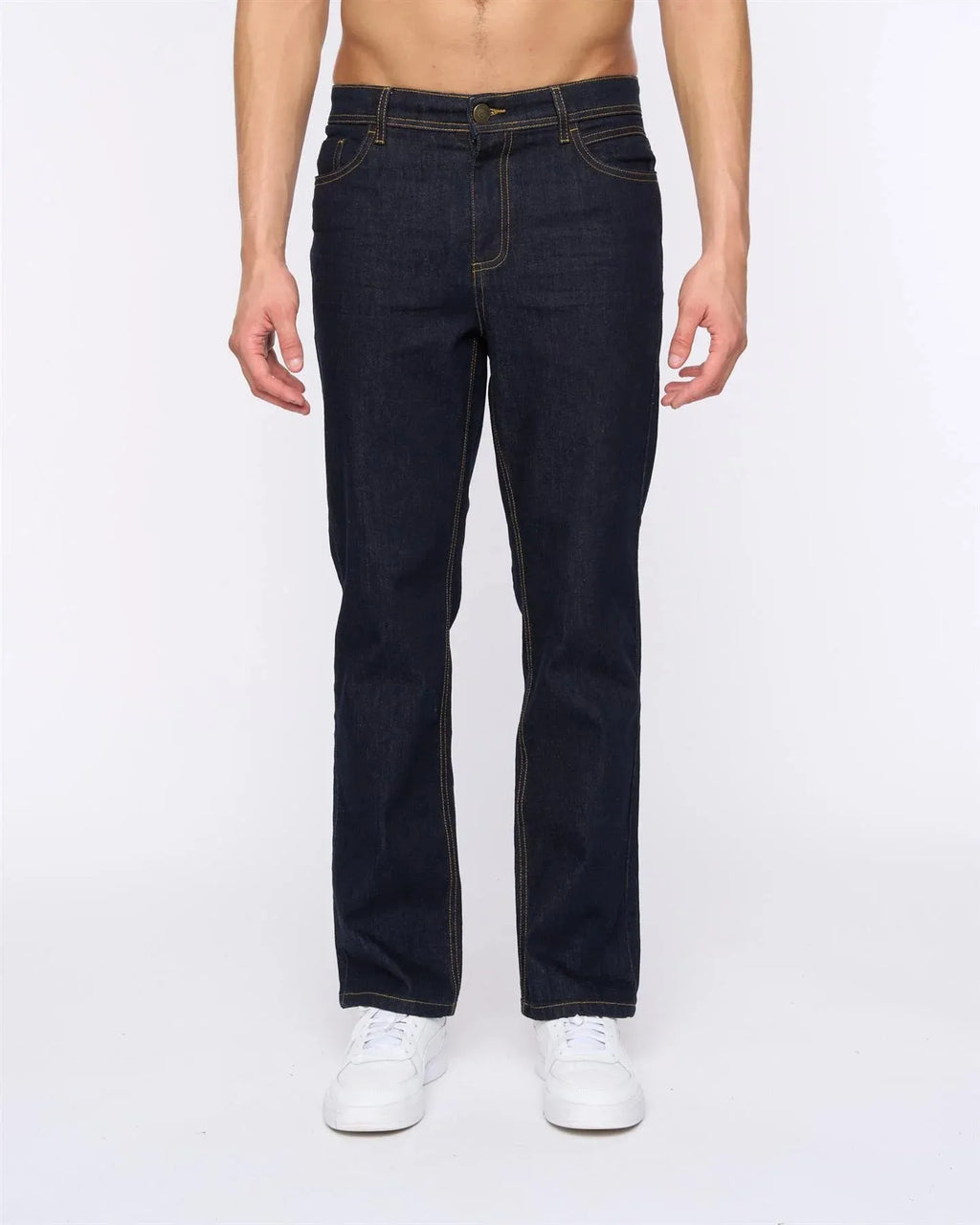 Men's dark blue straight fit jeans