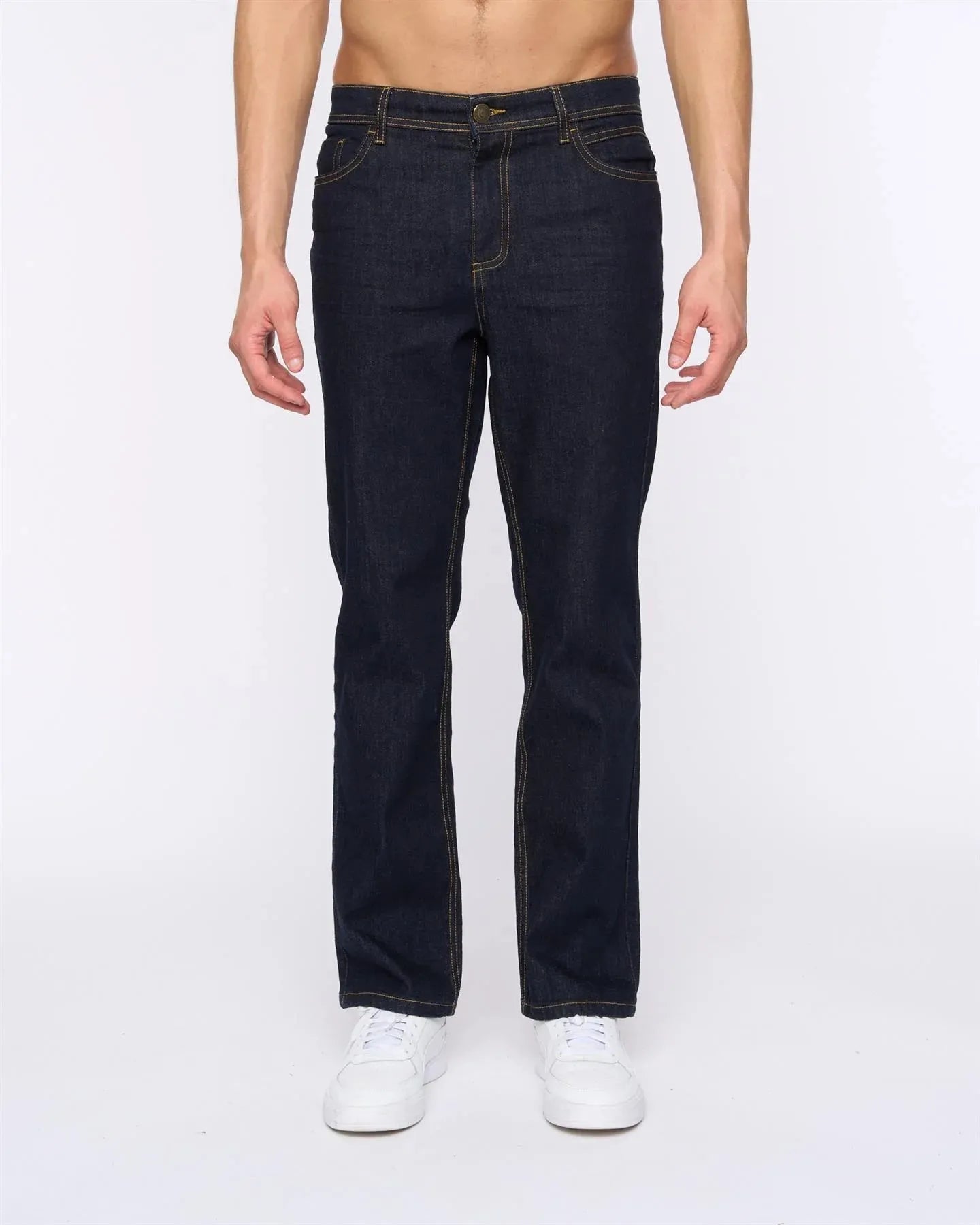 Men's dark blue straight fit jeans