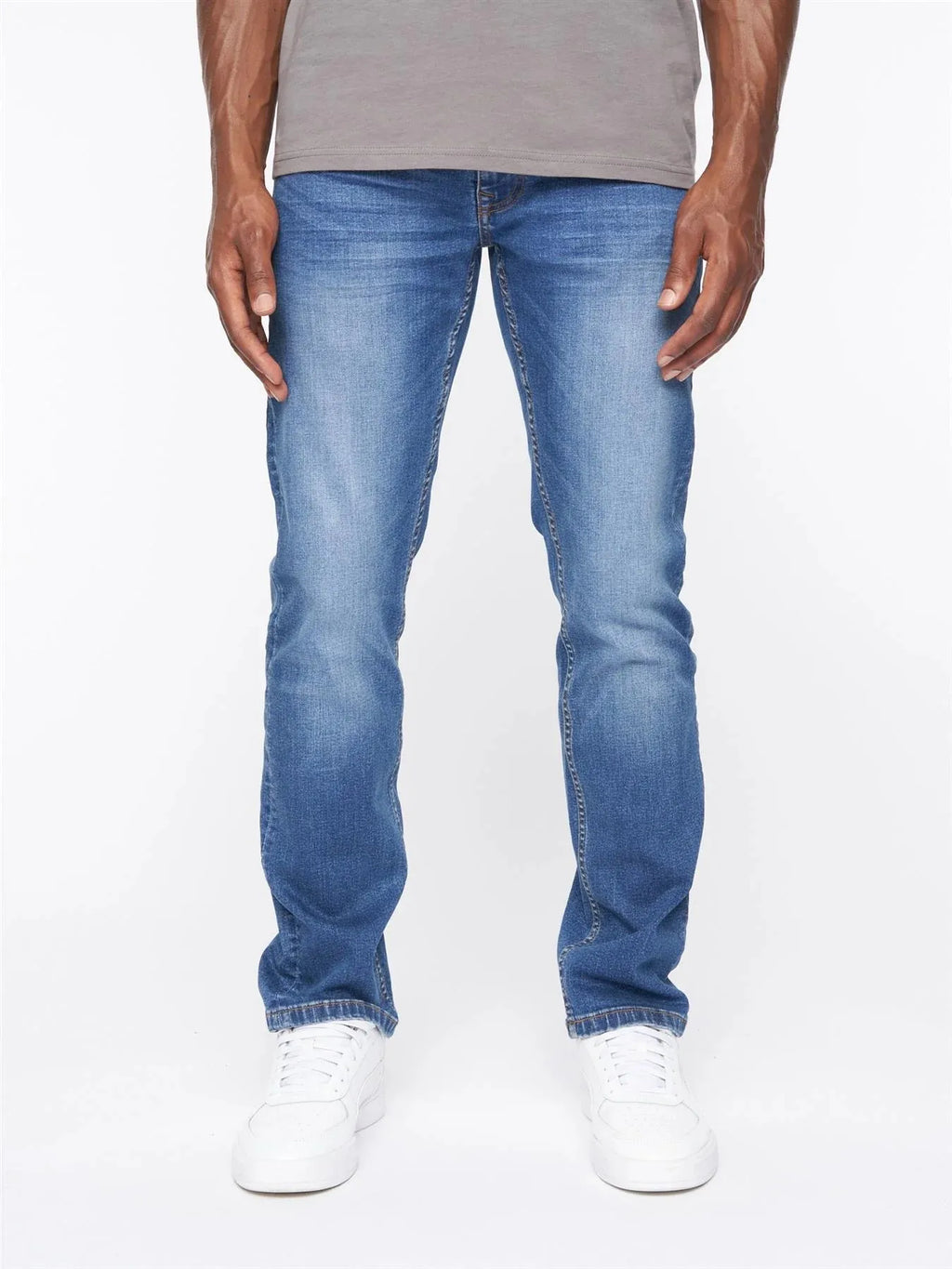 Men's mid blue straight fit jeans