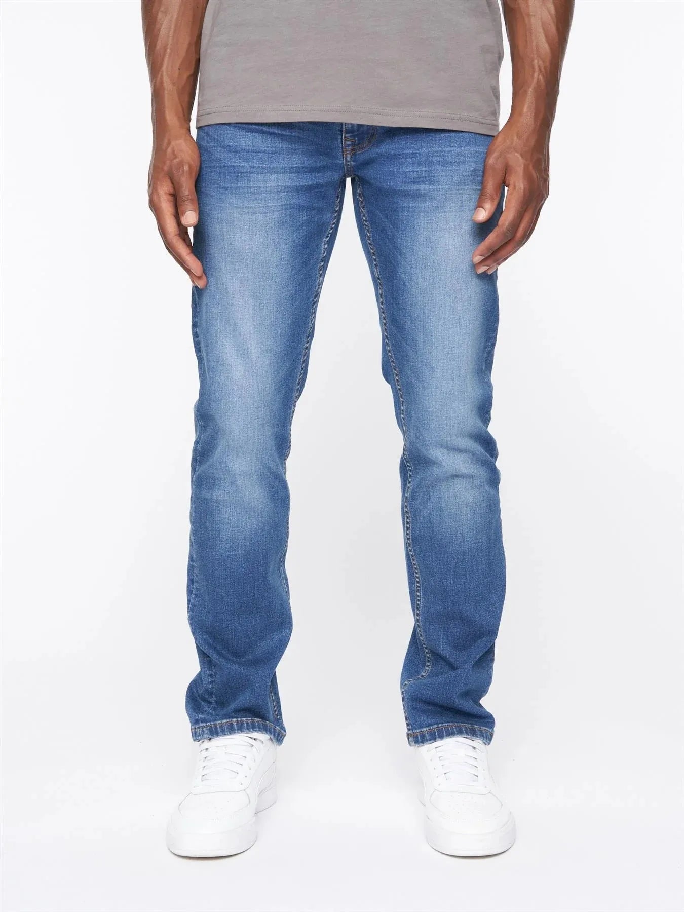 Men's mid blue straight fit jeans