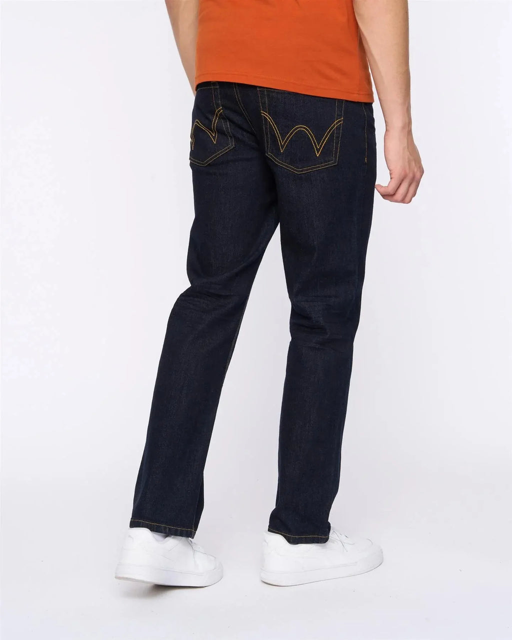 Men's dark blue straight fit jeans