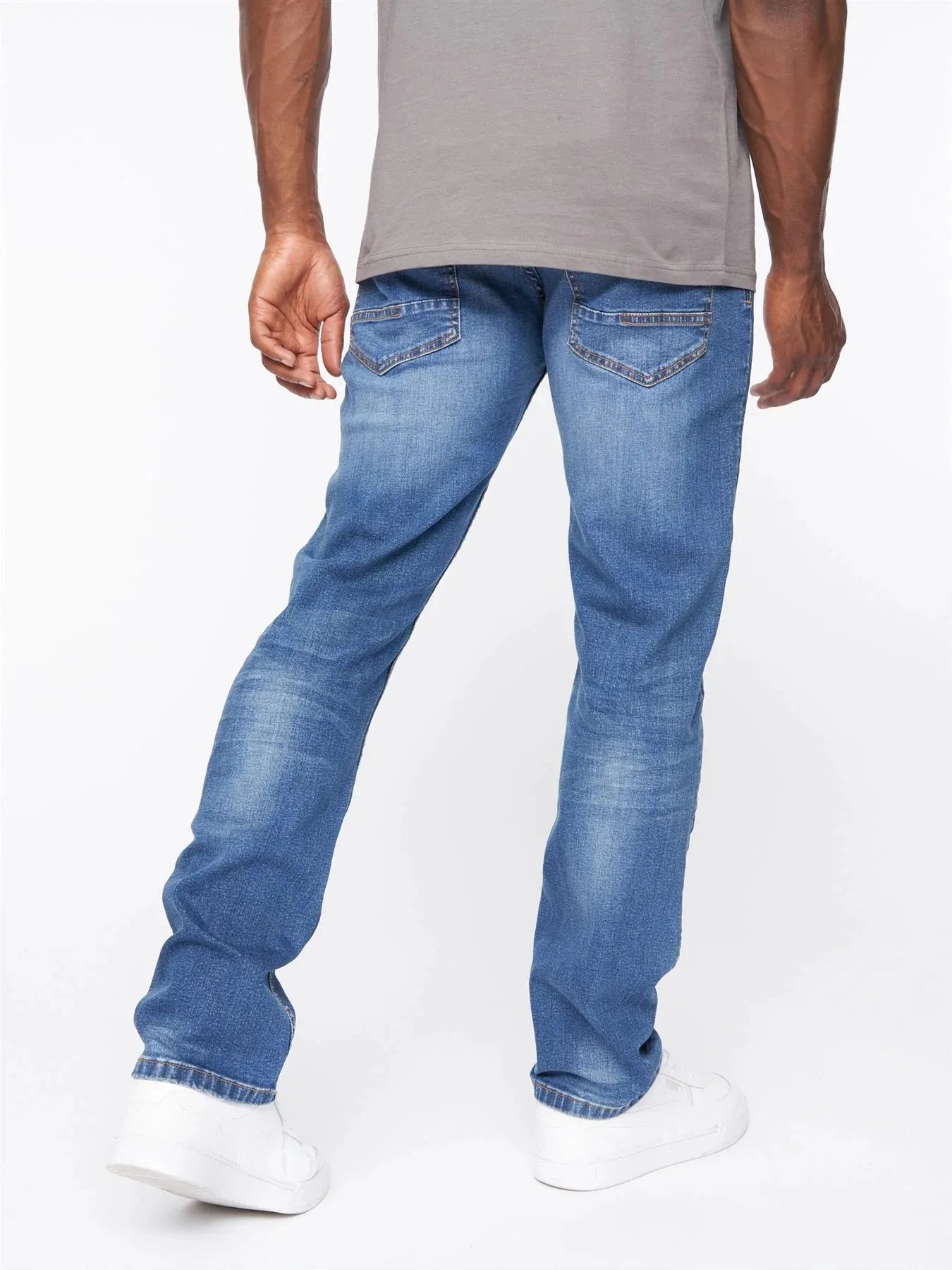 Men's mid blue straight fit jeans