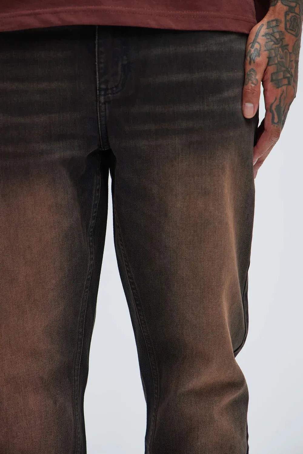 Men's black faded straight fit jeans