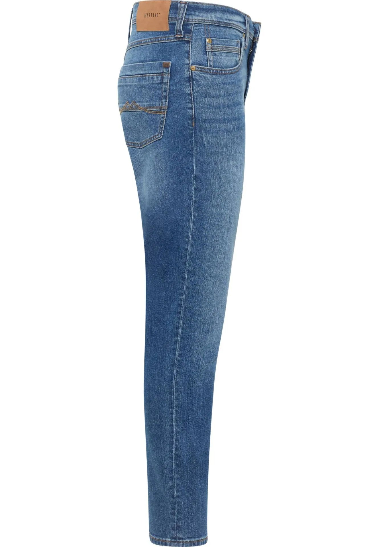 Men's mid blue faded straight fit jeans
