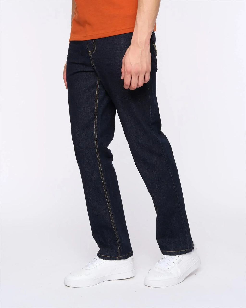 Men's dark blue straight fit jeans
