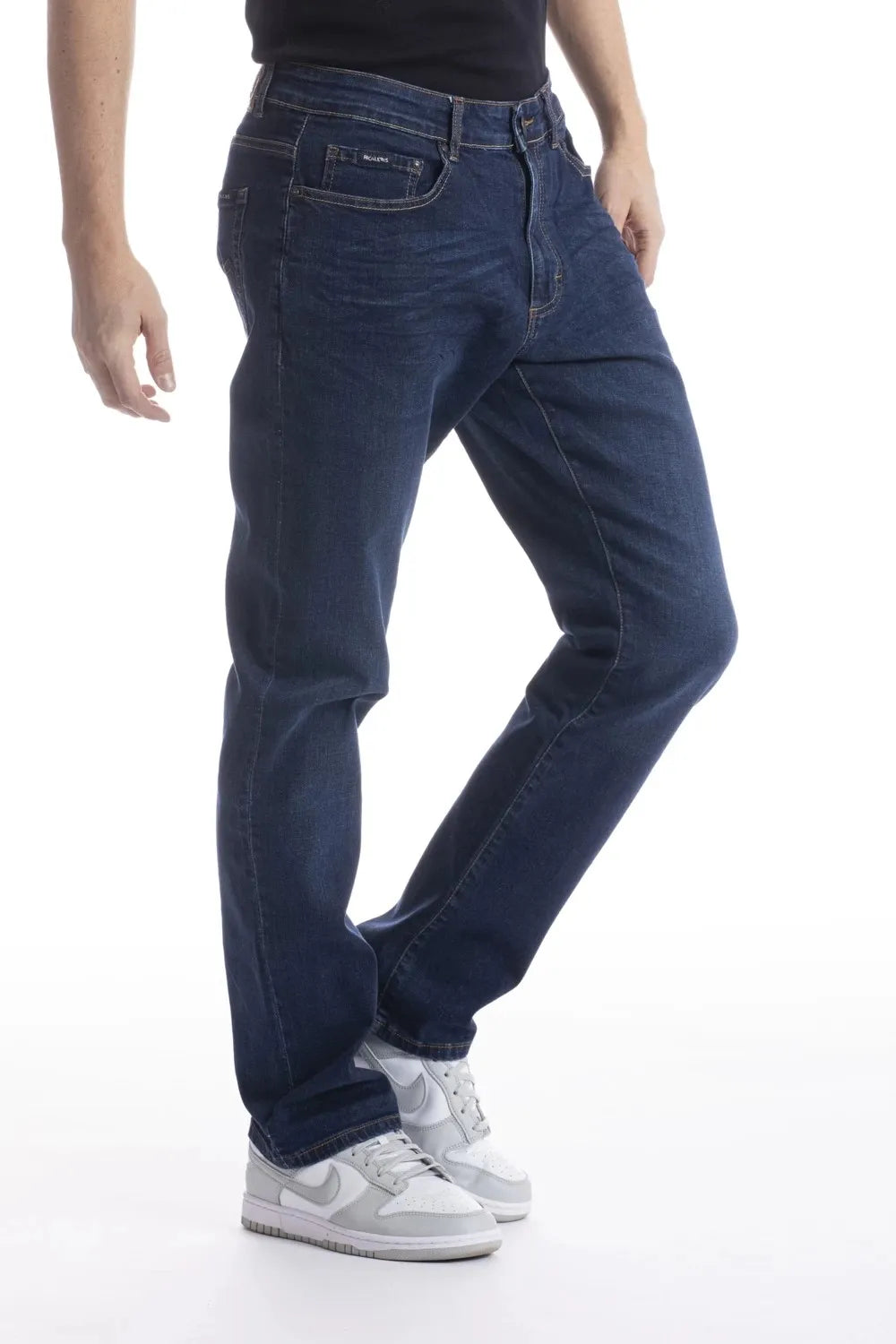 Men's whiskered stone washed denim