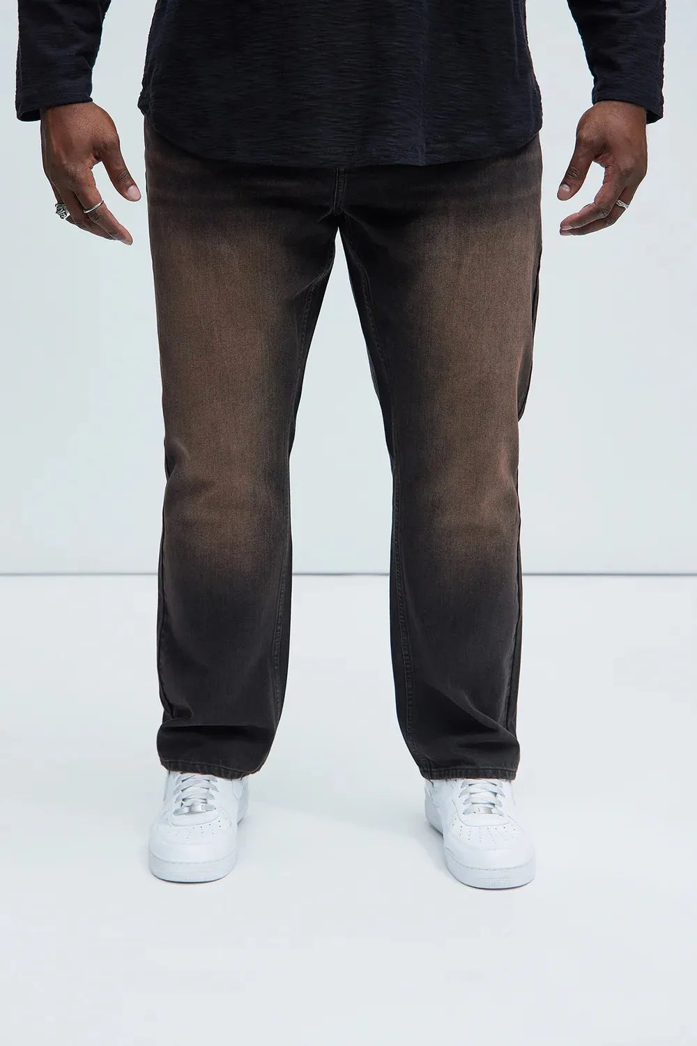Men's black faded straight fit jeans