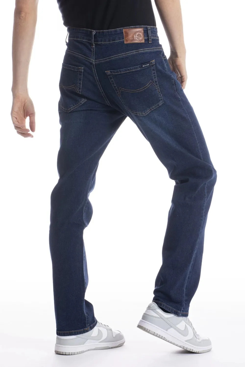 Men's whiskered stone washed denim