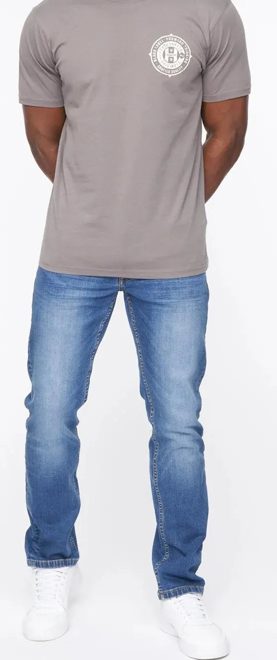 Men's mid blue straight fit jeans