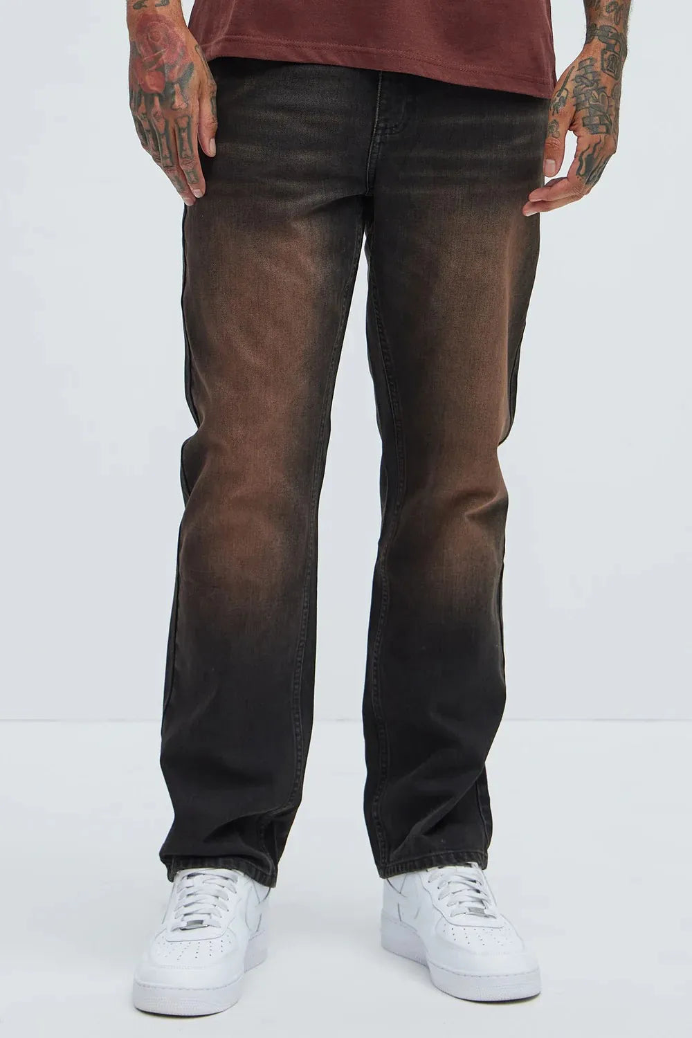 Men's black faded straight fit jeans