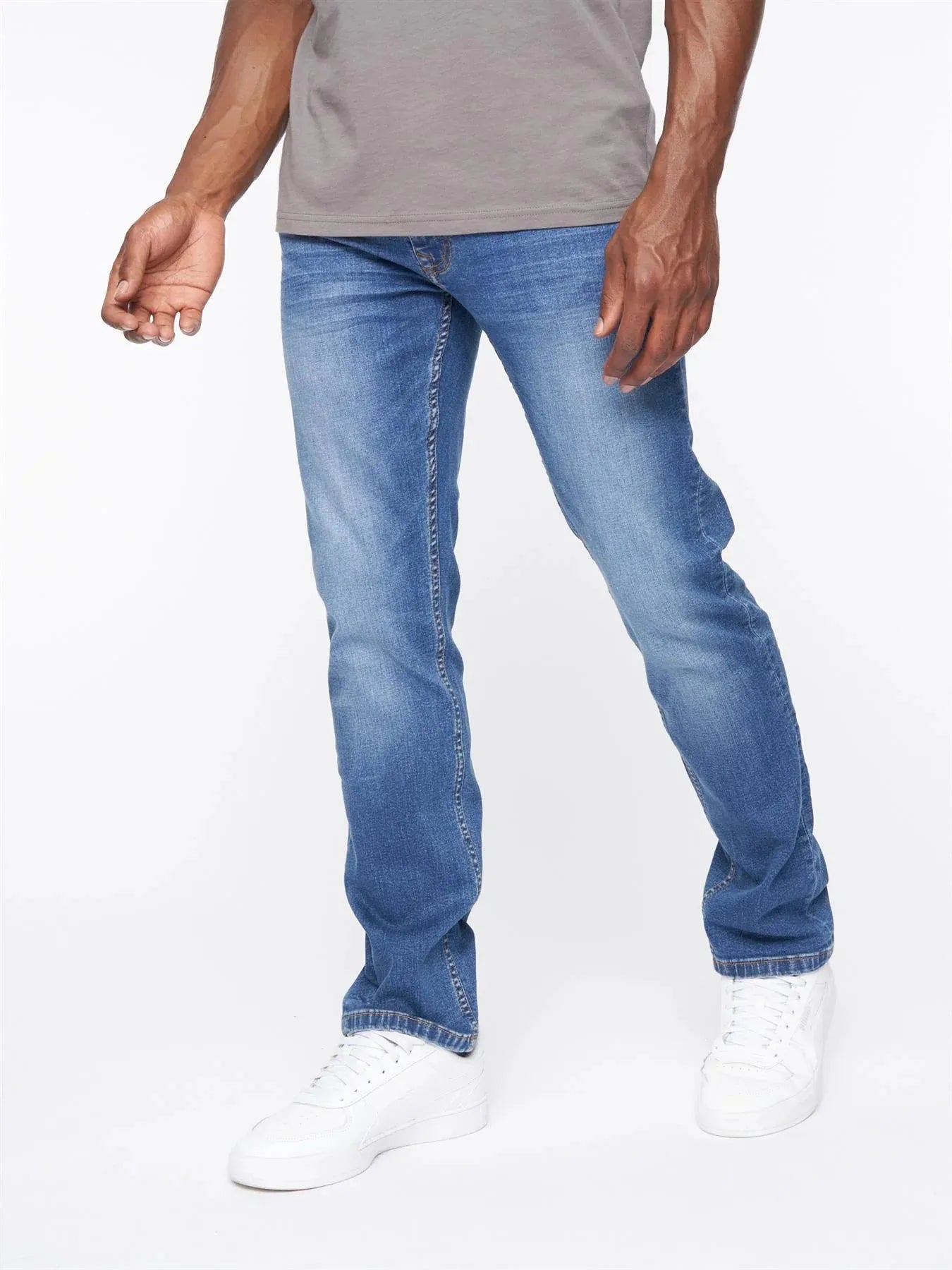 Men's mid blue straight fit jeans