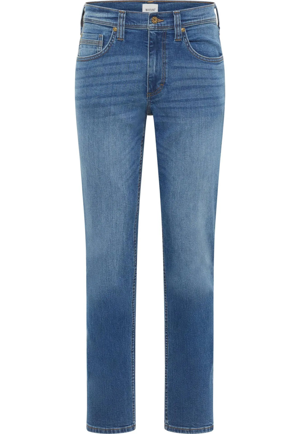 Men's mid blue faded straight fit jeans