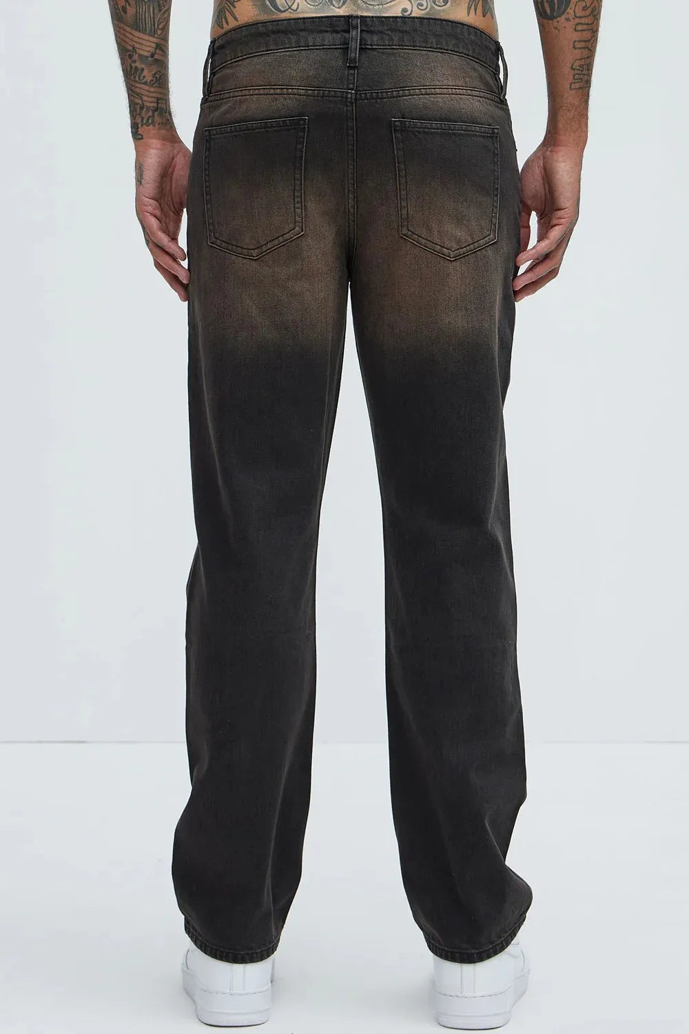 Men's black faded straight fit jeans