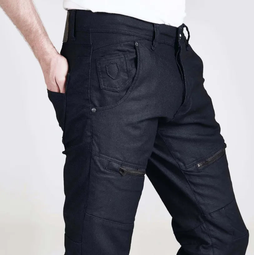 Men's black multi pocket slim fit jeans