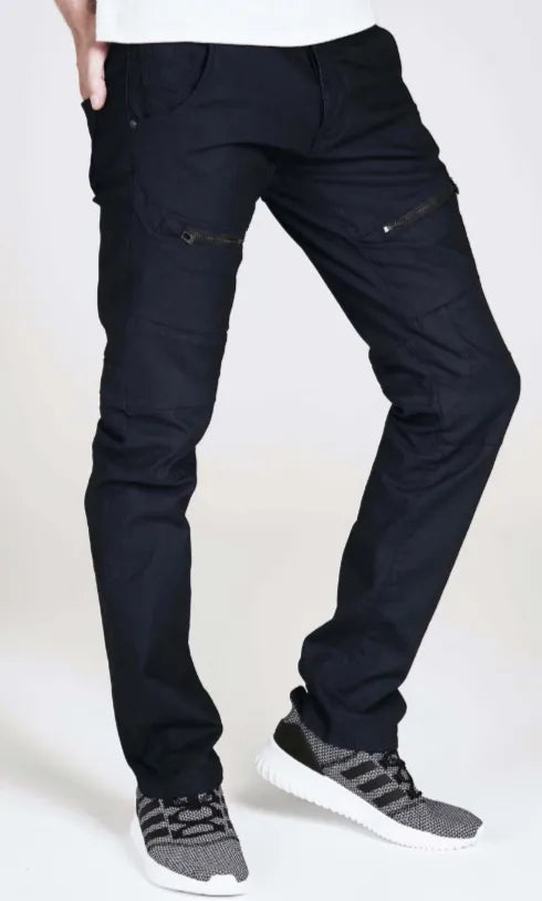 Men's black multi pocket slim fit jeans